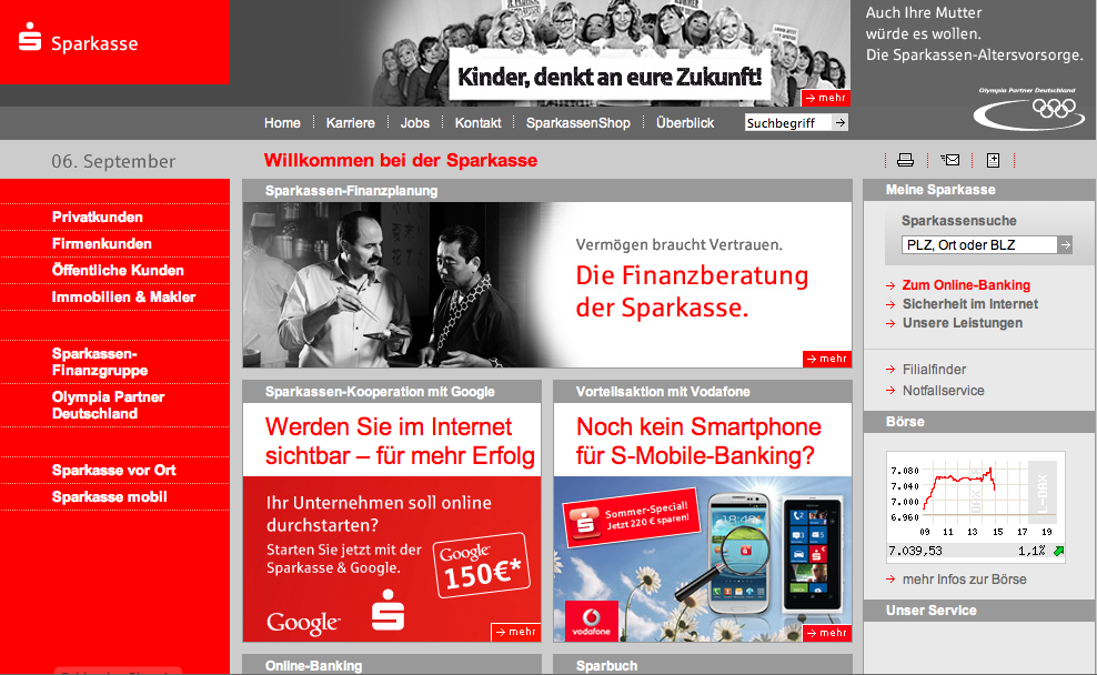 Die Kooperation mit Google steht auf Seite 1 bei sparkasse.de Die Kooperation mit Google steht auf Seite 1 bei sparkasse.de